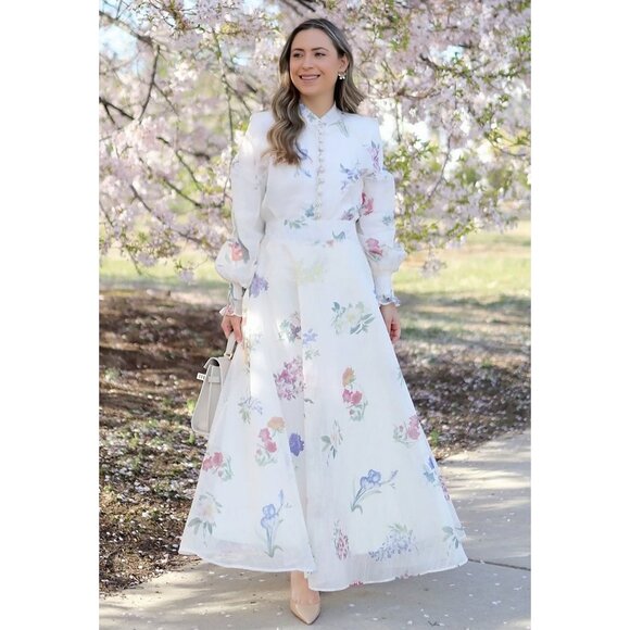 NWT Chicwish Blouse Maxi Skirt Size S Small Rhinestone Button Floral Garden Part - Picture 3 of 13